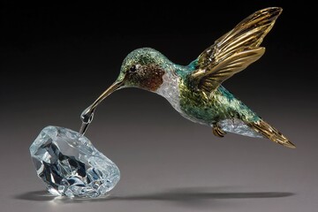Obraz premium hummingbird drinking from crystal nectar