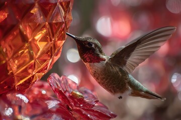 Obraz premium hummingbird drinking from crystal nectar