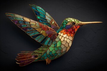 Obraz premium hummingbird made of stained glass and jewels