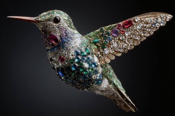 Obraz premium hummingbird with jewel-encrusted wings