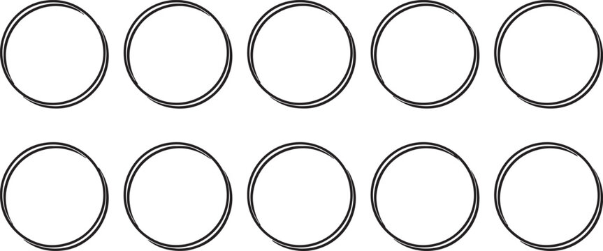 Simple black and white outline circles in two parallel rows, minimalist tracing style also transparent background
