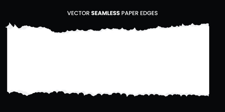 Seamless Torn Paper Frame Border Vector , Ripped Paper Rectangle Template with Copy Space and Realistic Tear Edges