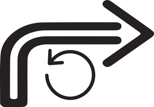 Black continuous line arrow looping around circle