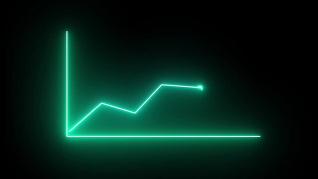 neon business growth arrow animation on black background. business chart growth concept
