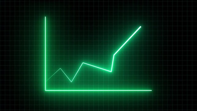 neon business success arrow concept. neon business graph animation on grid background