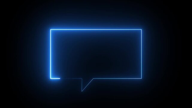 neon incoming message icon animation with blue color