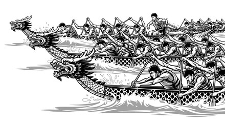 Dragon Boat Racing Competition Illustration © Water