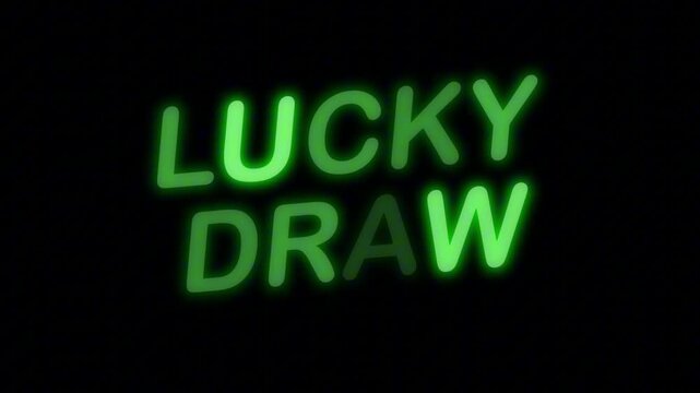 Natural Green Neon Logo 'LUCKY DRAW' with Continuous Loop and Clear Background, Perfect for Contests and Giveaway Promos