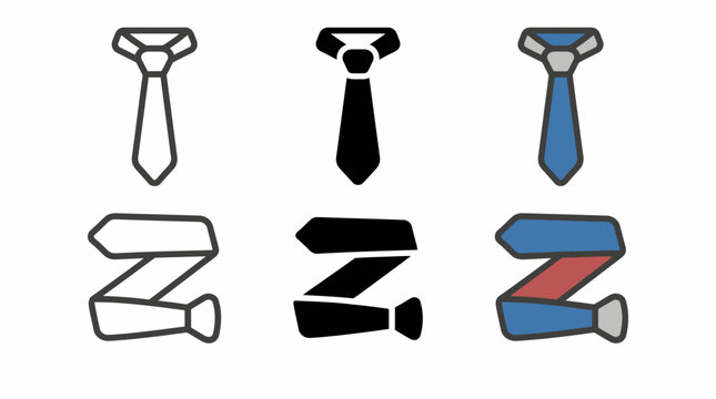 Set of necktie icons and z shapes in various colors and styles