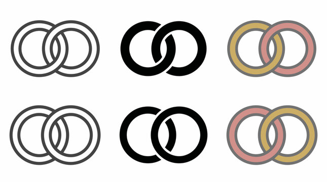 Variety of interlocking ring designs in different colors and styles