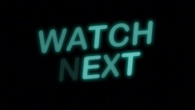 Vivid Cyan Neon Badge 'WATCH NEXT' Seamless Loop with Clear Background, Perfect for Youtube Outros and End Screens