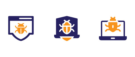 Fototapeta premium Cybersecurity computer virus and bug icons
