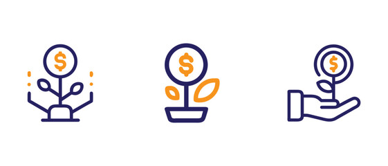 Fototapeta premium Financial growth and money investment icons