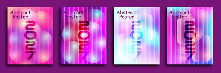 Abstract neon posters with vibrant color gradients and dynamic typography modern design for advertising and promotional materials © KaziSharmina