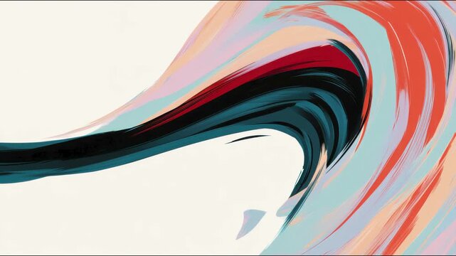 Abstract brush strokes flowing swirl wave seamless loop stop motion hand drawn digital 4k background animation for copy space