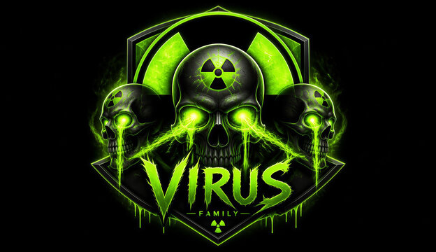 Virus Gaming logo displaying a unique virus symbol alongside modern, dynamic text design.