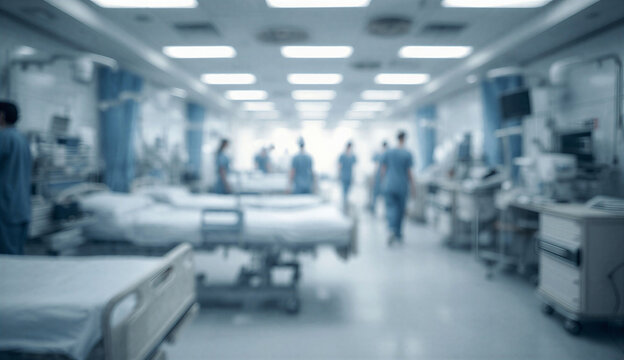 Blur hospital Hall and lot of people.