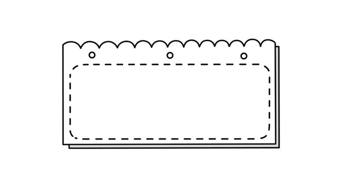 Decorative rectangular paper frame with a scalloped top edge and hole punches for clean note and binder templates.