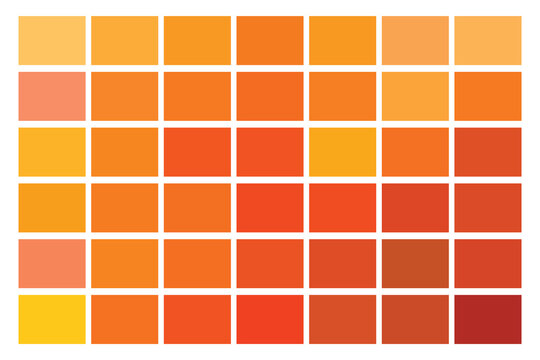 orange color shades palette chart gradient swatches collection warm citrus amber tangerine spectrum reference guide