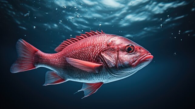 Vibrant red snapper swimming underwater