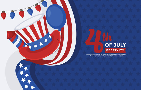 Patriotic Uncle Sam Hat With Stars And Stripes Vector Illustration