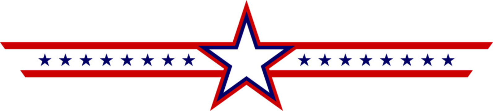 Patriotic American flag banner ribbon strip, vector flat illustration of stars and stripes header for fourth of july design