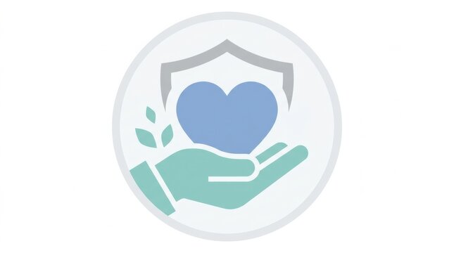 Illustration shows a hand carrying a heart protected by a shield representing workplace violence prevention and trauma informed support.