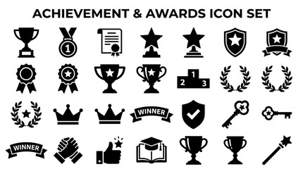 Obraz premium Collection of Achievement and Award Icons for Recognition and Success.