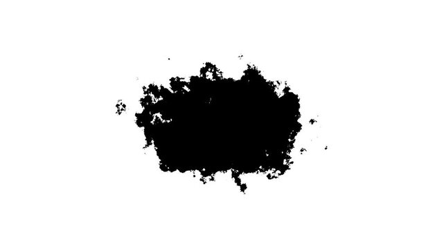 ink transition splatter blot spreading left to right turbulent moving, Ink brush stroke transition. Abstract ink brush slow. ink drop spreading animation, 4k overlay with alpha channel.