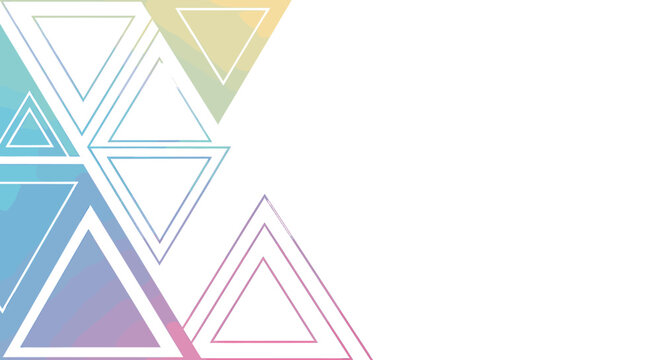Abstract background with colorful geometric triangles and white copy space for design.