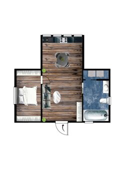 2d floor plan for real estate. Illustration floor plan. Color floor plan for marketing