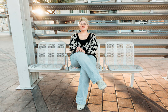 young woman at station platform 