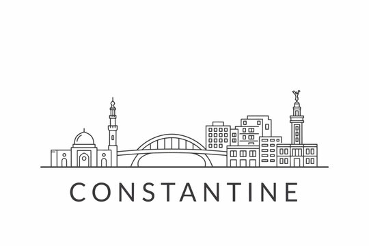 Line Drawing Sketch Illustration Of Constantine City Skyline With Buildings