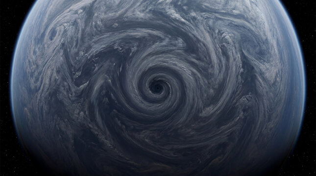Massive atmospheric vortex covering a gas giant planet in deep space