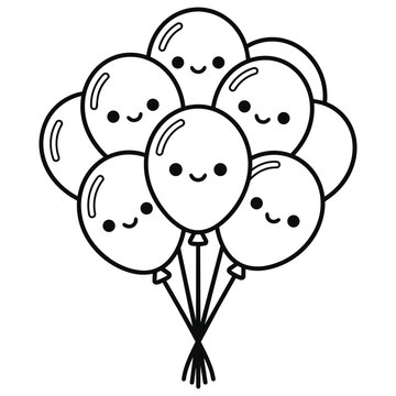 Cute bunch of balloons coloring page 