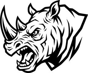 Fototapeta premium Fierce Rhino Head Mascot Illustration for Sports and Esports