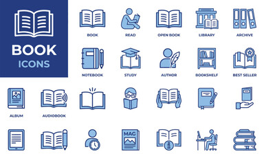 Fototapeta premium Book icons set in flat design style
