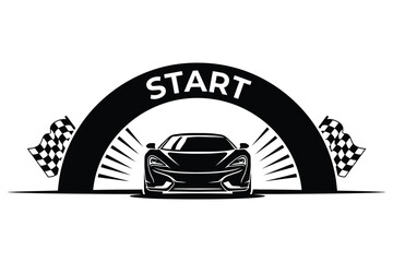 Racing Car Start Line Icon Vector Featuring Motorsport Vehicle Symbols, Checkered Flag Elements and Race Track Starting Position Graphics © Melissa J. Abrams