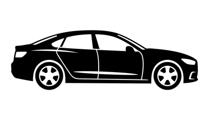 Fototapeta premium Black Sedan Car Silhouette Vector Illustration