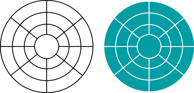 Circular spider web radar chart vector