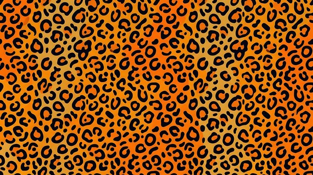 Seamless leopard print pattern with orange and yellow background