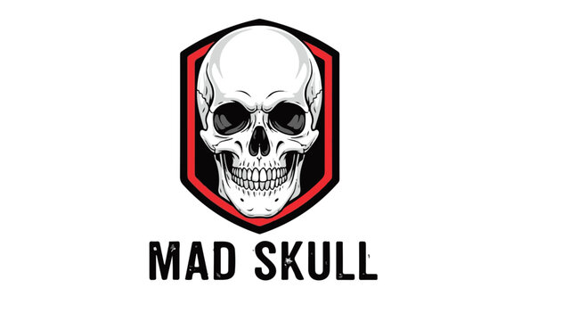 Human Skull Skull Red Shield Skull Mascot Vector Badge