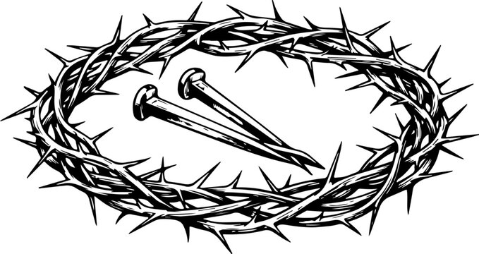 Crown of Thorns and Crucifixion Nails svg