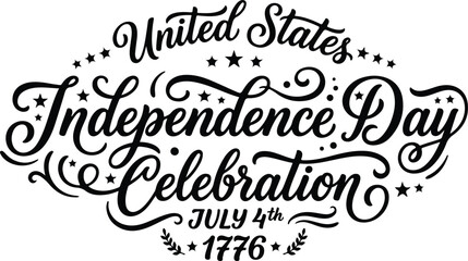 Independence day typography design with stars and vintage script © CODE BG