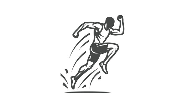 Man Running Fast in Sports Action.