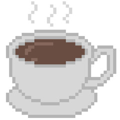 Fototapeta premium Hot coffee pixel illustration