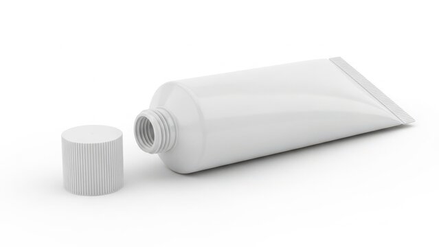 Empty toothpaste tube with cap off