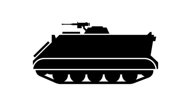 Armored personnel carrier silhouette military tank icon.