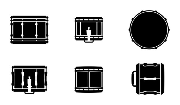 Drum Icons Set, Percussion Vector Graphics, Musical Instrument Collection