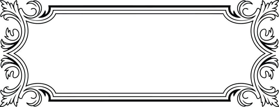 Vintage ornate decorative rectangular frame border with decorative illustration ornament sophisticated template rectangle background framework scrollwork flourish ornamental calligraphy